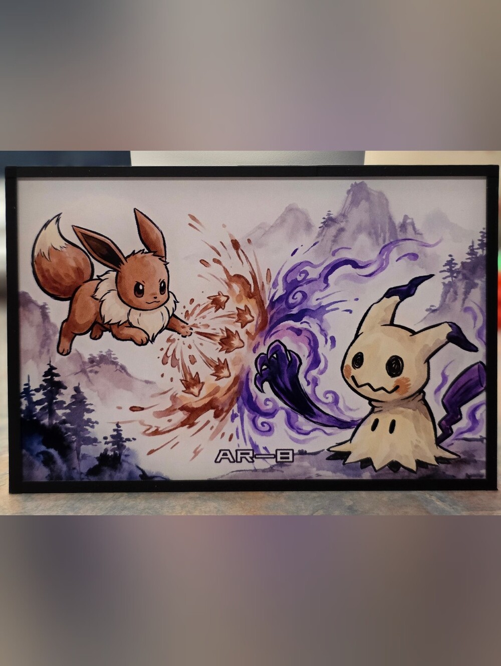 Pokemon Eevee and Mimikyu Battle Art Board
